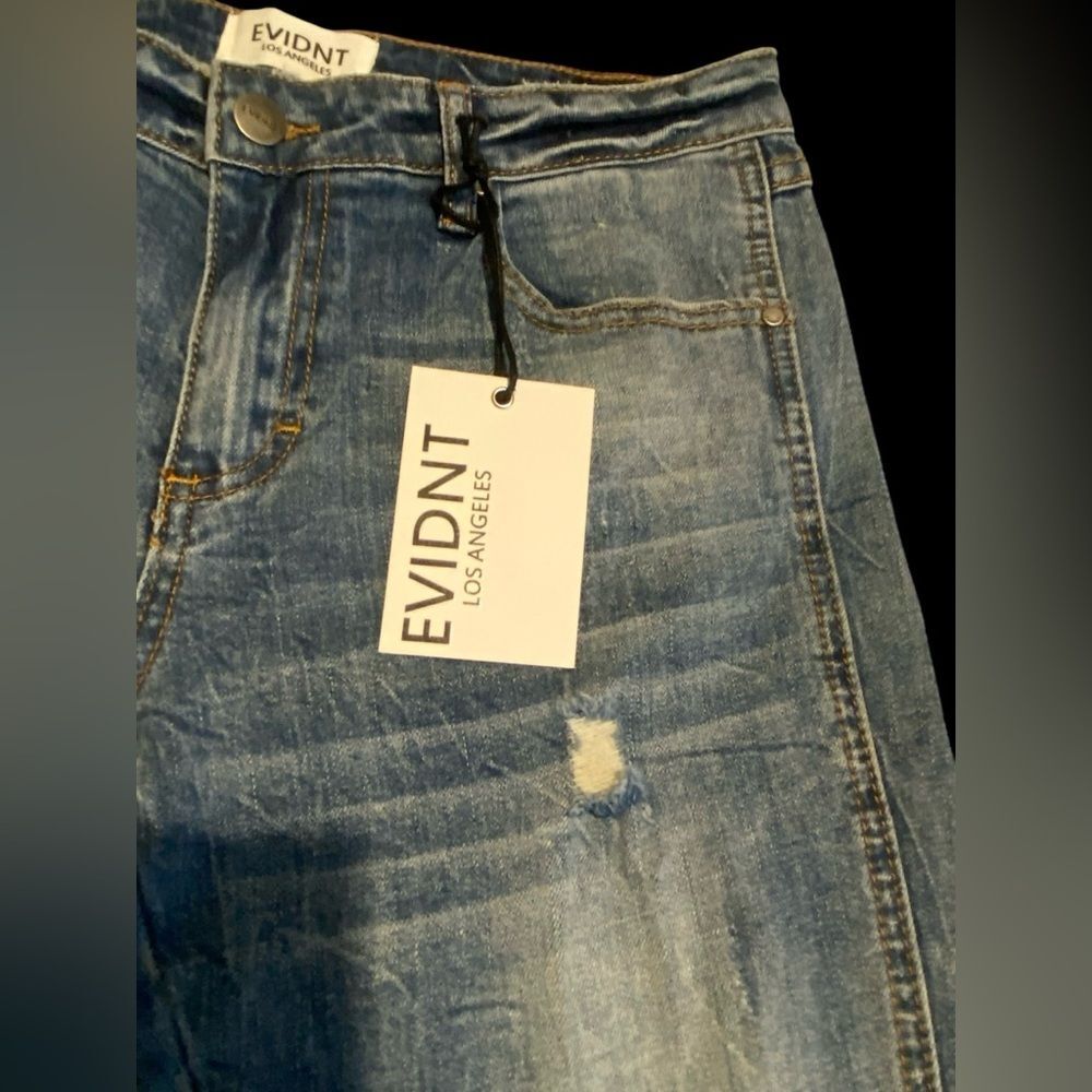 Anthropologie Evidnt Tate Skinny distressed mid rise jeans side slit size 27 NWT - Picture 8 of 10